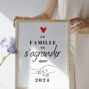 Affiche la famille va s'agrandir, fichier numérique pdf, cadeau annonce naissance annonce grossesse originale, décoration grossesse famille image 8