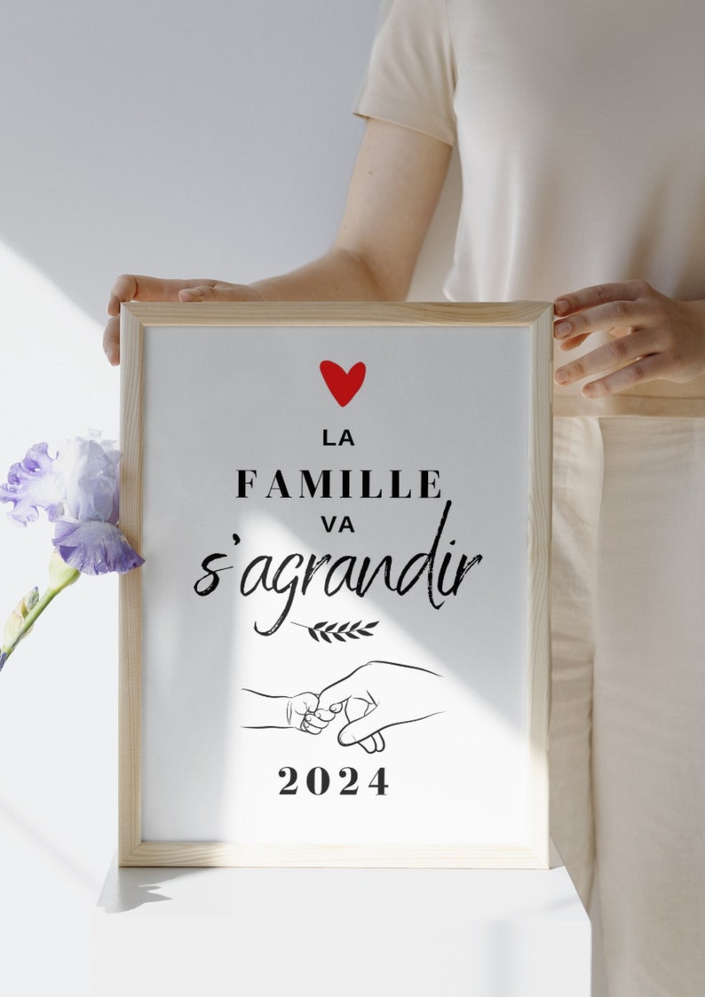 Affiche la famille va s'agrandir, fichier numérique pdf, cadeau annonce naissance annonce grossesse originale, décoration grossesse famille image 8