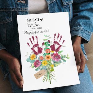 Thank you Granny poster, flower imprint first name, pdf file, personalized child nanny gift, super nanny poster, original nursery gift