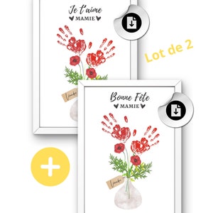 Feliz día de la abuela carteles flores impresiones LOTE DE 2, archivo pdf, regalo personalizado de la abuela, te amo cartel de la abuela, idea de regalo
