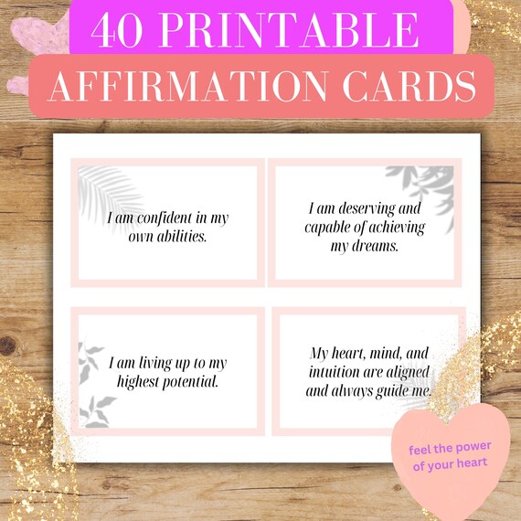 Activate Your Heart Power Positive Vibrations Affirmation Cards Printable Quotes Abundance Self-Love Inner Wealth Feel Good Energy Healing