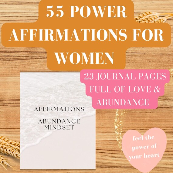 Heart Affirmations Printables Abundance Mindset Self-Care PDFs for Journaling, Self-Help 2 Min Ritual Meditation Support Therapy Minimalist