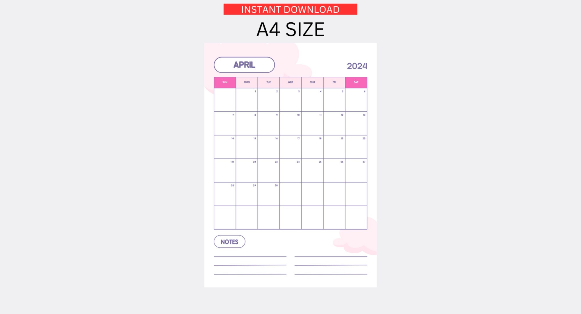 2024 Calendar 2024 Montly Planner Landscape Girly Monthly Calendar ...