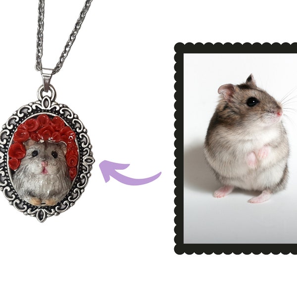 Custom hamster cameo pendant, personalized hamster lovers jewelry, custom gifts for hamster lovers, hamster inspired, custom pet cameo