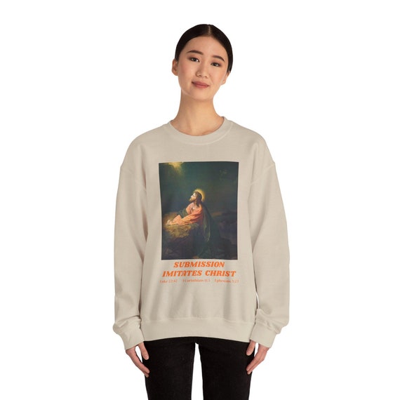 Submission Imitates Christ Crewneck Sweatshirt Sandstone/beige