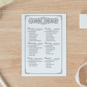 Minimalistische Reinigung Checkliste, Wöchentlicher Reinigungsplan (Digitaler Download)