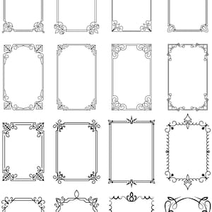 Puede incluir: Conjunto de 20 marcos decorativos en blanco y negro con diseños ornamentados. Los marcos son perfectos para agregar un toque de elegancia a cualquier proyecto.