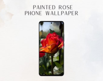 Painted Rose Phone Wallpaper for Android and iPhone - Floral Wallpaper Download, Unique Lockscreen for Mobile Phones