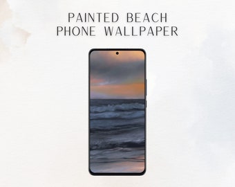 Painted Beach Phone Wallpaper for Android and iPhone - Ocean Wallpaper Download, Unique Lockscreen for Mobile Phones