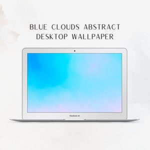 Abstract Blue Clouds Desktop Wallpaper for Mac, PC and Linux - Abstract Computer Background Digital Download, Pastel Lockscreen