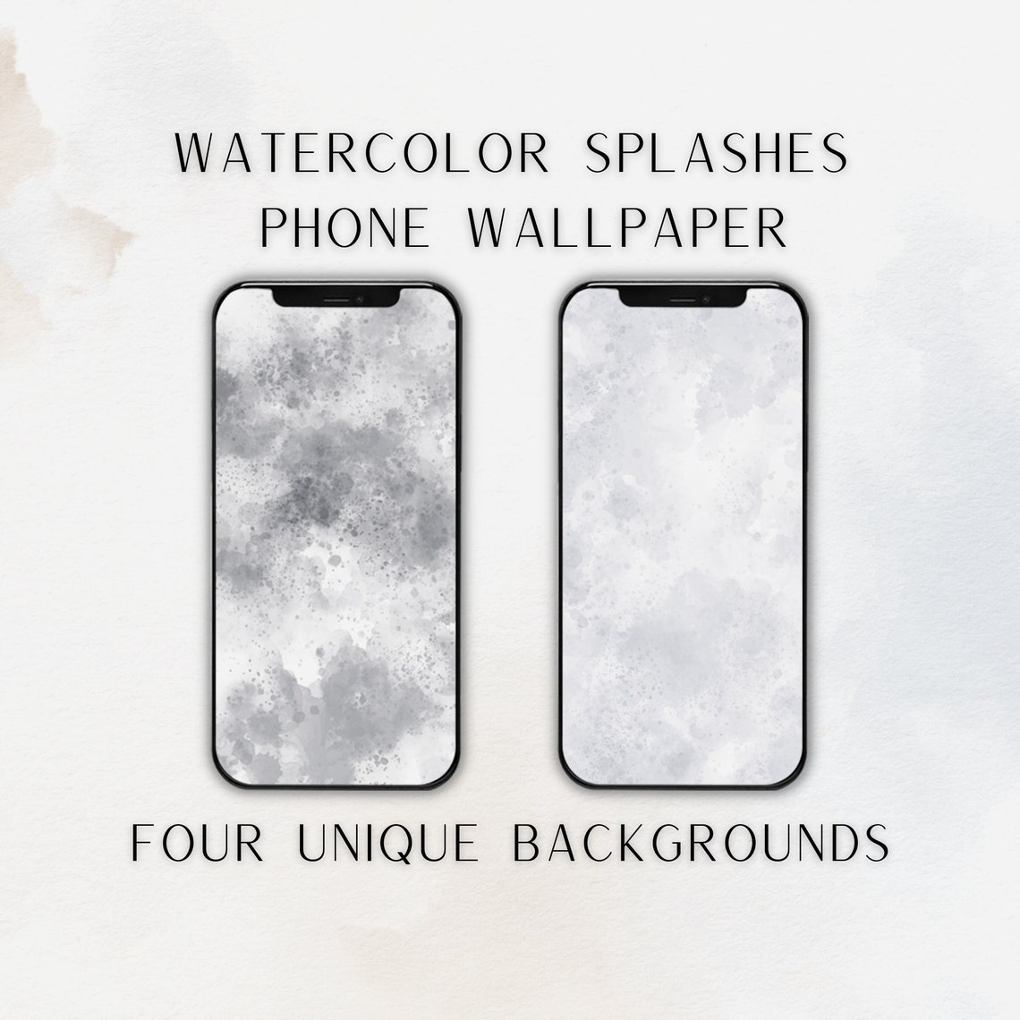 Watercolor Splashes Phone Wallpaper Gray Lockscreen for Android and Ios ...
