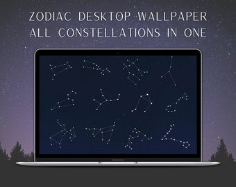 Zodiac Constellation Wallpaper for Mac, PC and Linux Computers - Astrological Digital Download for Desktop