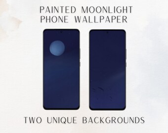 Painted Moonlight Phone Wallpaper for Android and iPhone - Night Sky Digital Wallpaper Download, Two Unique Lockscreens for Mobile Phones