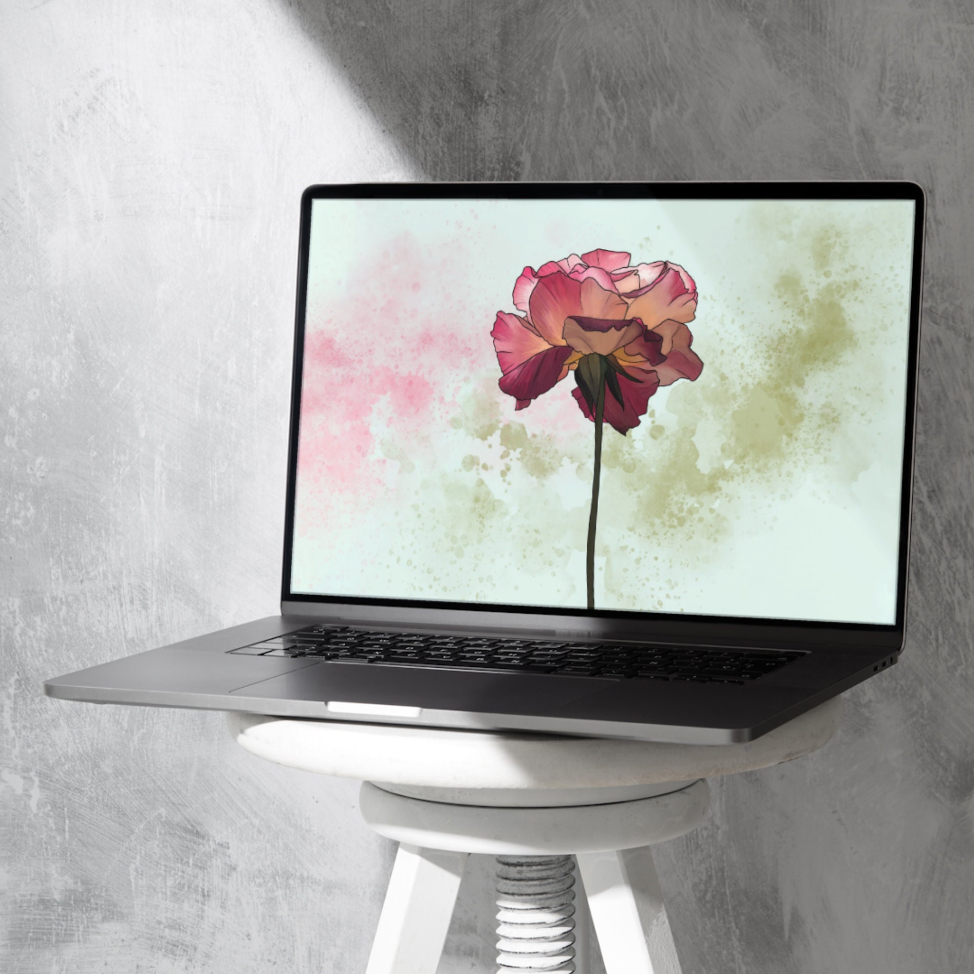 Pink Rose Watercolor Desktop Wallpaper for Windows and Apple Computers ...