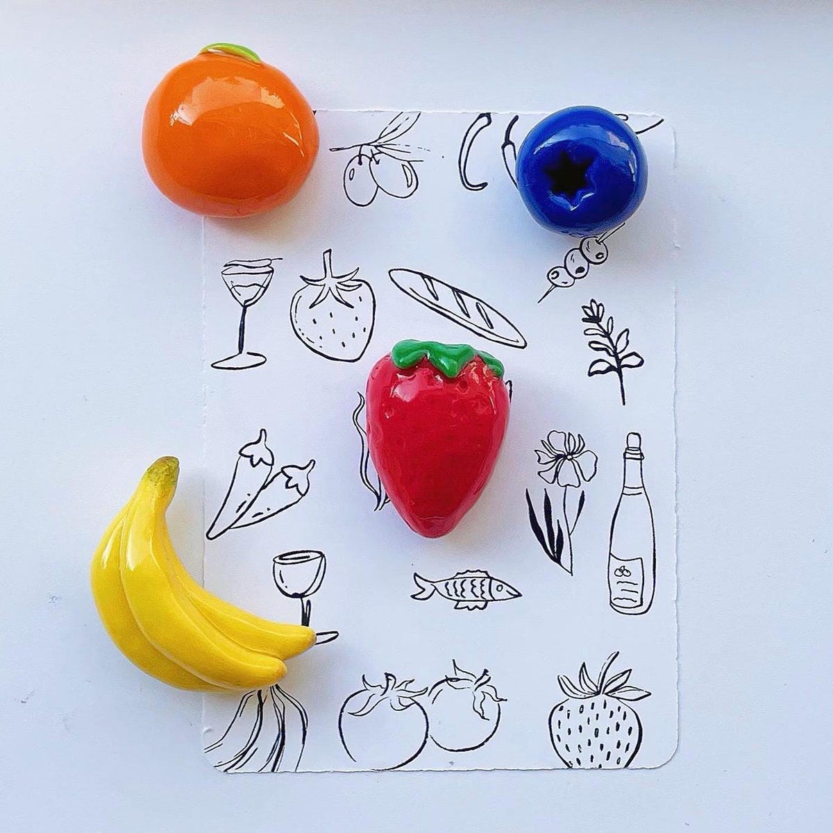 Set of 4 - Colorful Fruit Shaped Magnets - Blueberries, Oranges, Bananas, Strawberries, Magnets for Fridge or Office Decor - Etsy