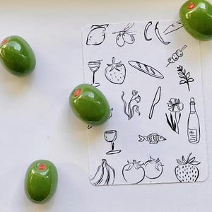 Set of 4 - Olive Magnets | Mediterranean Fridge Decor | Handmade Kitchen Accessories, Fridge Magnets, Unique Gift Ideas, Rustic