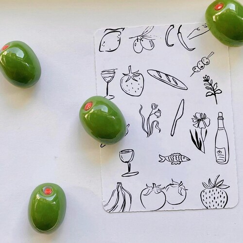Set of 4 - Olive Magnets | Mediterranean Fridge Decor | Handmade Kitchen Accessories, Fridge Magnets, Unique Gift Ideas, Rustic