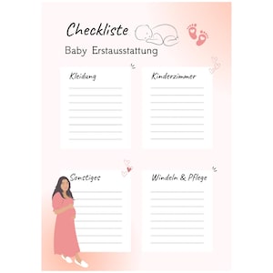 Checklist for baby&#39;s first supplies to print as a PDF file | Template | Digital file for immediate download