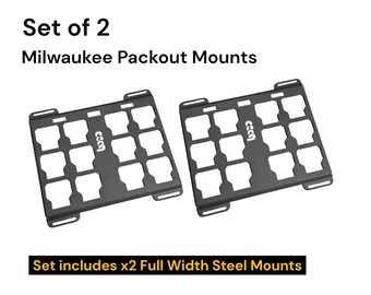 2-Pack Mounting Plate Milwaukee Packout Full Width, light duty, 14 ga steel, Low-Profile, for vehicles, atv, tractors, work trucks & vans