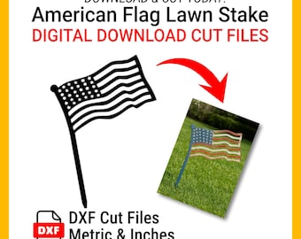 American Flag Lawn Stake DXF Cut File – Patriotic Waving Design (Digital Download)