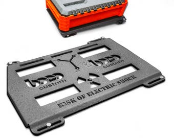 Klein MODbox Full-Width Mount, Heavy Duty, 10 ga Steel, for Vehicles, Garage, ATVs | Risk of Electric Shock Graphics