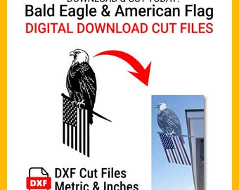 Bald Eagle Perched on American Flag DXF File, Plasma Laser Waterjet Ready, Instant Download