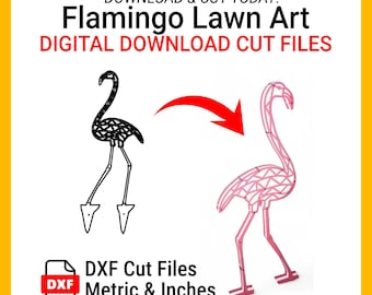 DXF Files for Plasms, Laser, CNC Cutting | Flamingo Lawn Art, Geometric & Solid Pattern, Layer for 3D look, Vector File
