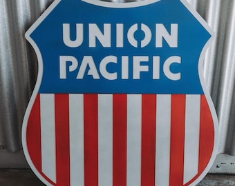 Union Pacific Shield Metal Sign – Layered Steel Railroad Reproduction, USA Made