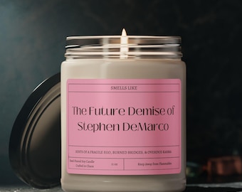 Candela profumata di soia Stephen DeMarco Demise, regalo divertente