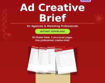Ad Creative Brief Template | Fillable PDF | Advertising Campaign Strategy | Agency Brief | Digital Download