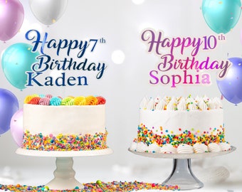 Personalized Birthday Cake Topper: Custom Name & Age