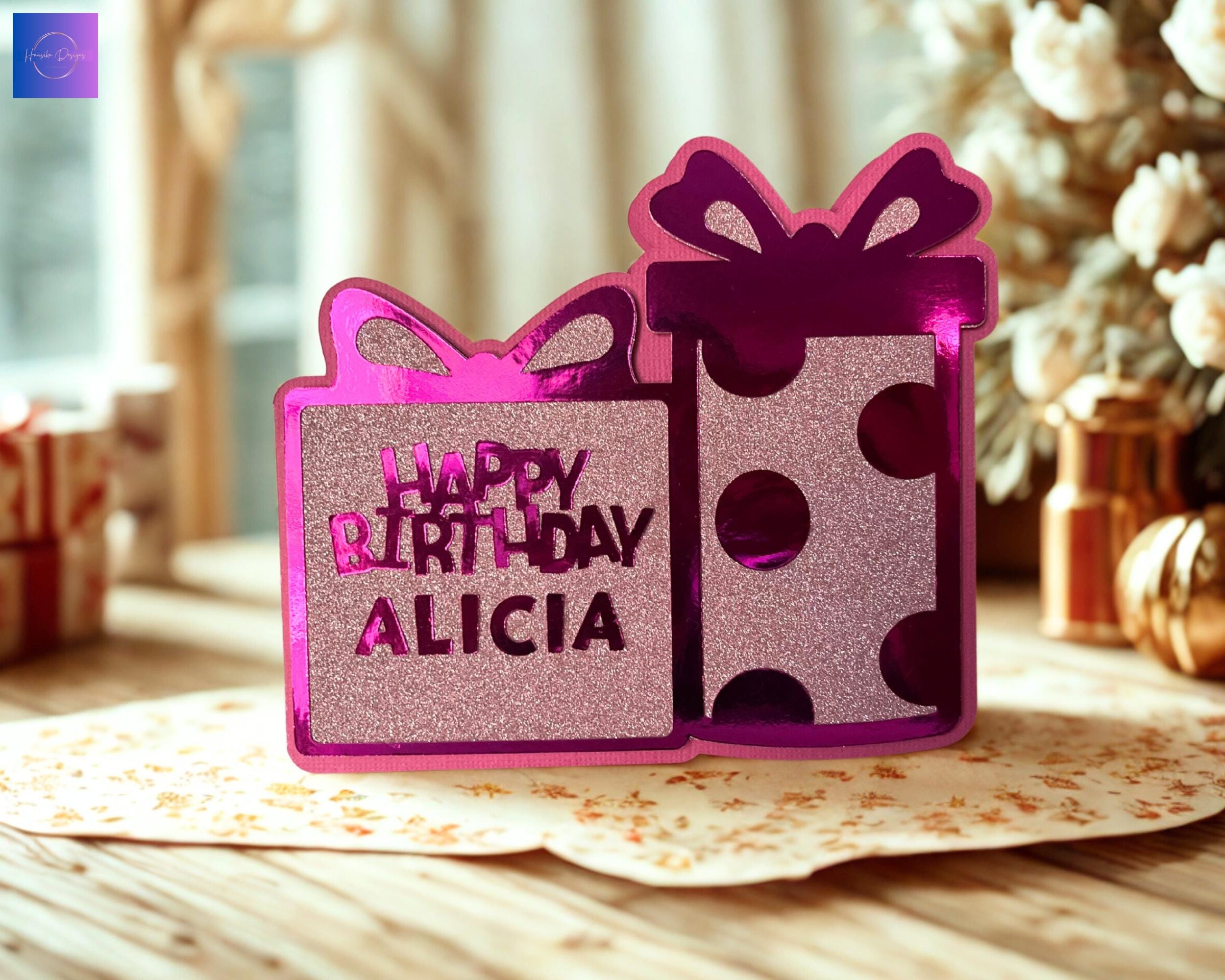 Personalized Handmade 3D Birthday Card: gift & Foil Design