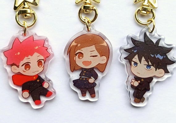 JJK Keychain, Itadori Nobara Megumi acrylic charms, double sided design Jujutsu Kaisen