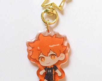 Haikyuu Acrylic Keychain: Glitter Epoxy Charm - Anime Chibi