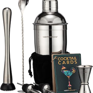 Conjunto de coqueteleira Modern Mixology de 8 peças com bolsa de veludo | Kit completo para coquetéis | Presente perfeito para bartenders (homens e mulheres)