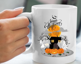Charming Ghost Mug: Spooky Halloween Pumpkin Spice Sips