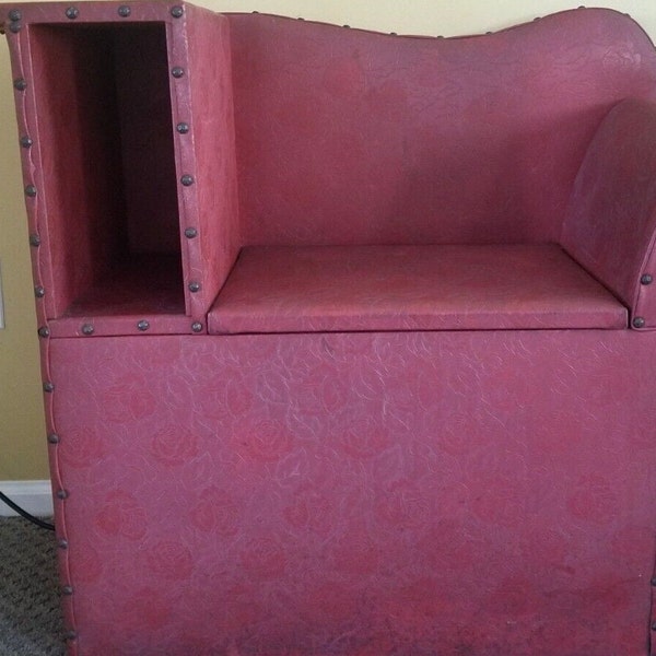 Vintage Antique Red Vinyl Telephone Gossip Bench Conversation Chair  Local Pickup Only