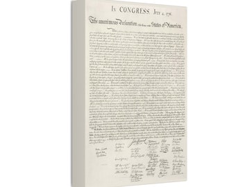 US Declaration of Independence Canvas Stretched, 1.5'' USA Historical Document 8x12 July 4th 1776 Constitution God Given Rights
