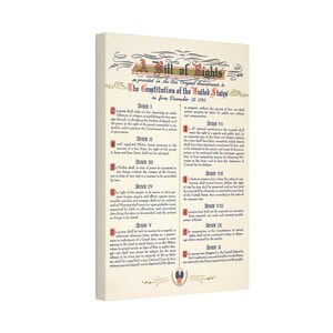US Bill of Rights Canvas Stretched, 1.5&#39;&#39; USA Historical Document 16x24 - 24x36 Americana Constitution God Given Rights
