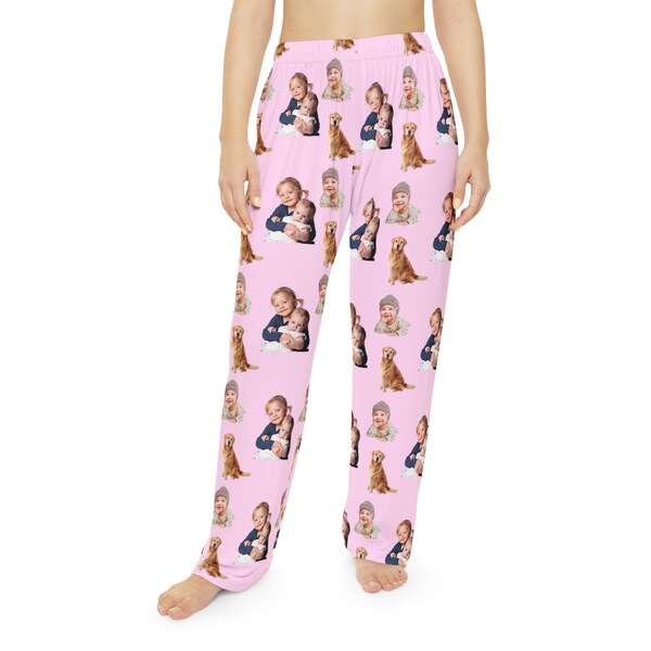 Personalized Print Women's Pajama Pants Send in your Family Pictures to Feature them on Pajamas! Pick your color! Mother's Day Wife Gift