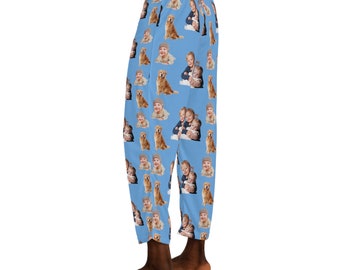 Personalized Print Men's Pajama Pants Send in your Family Pictures to Feature them on Pajamas! Pick your color! Father's Day Dad Gift