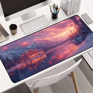 BANFF SPRINGS Hotel Mousepad Große Schreibtischunterlage Einzigartige Karte Schreibtisch Dekor Niedliche Mausunterlage Schreibtischunterlage für Büro-Gaming-Zubehör xl Kanadische Mausunterlage