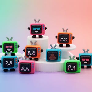 Retro TV Fidget Clicker Keychain | 3D Printed Clicky Television Fidget | Custom Sensory Toy |  80's or 90's Party Favor | Nostalgic Gift