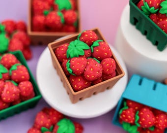Strawberry Basket Fidget Clicker Keychain | 3D Printed Mini Fruit Sensory Tool | Silent Clicker Option | Custom Birthday Party Favor