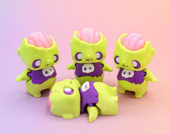 Little Articulated Zombie Fidget | 3D Printed Kawaii-Style Desk Figurine | Cute Zombie Gift | Halloween Party Favor