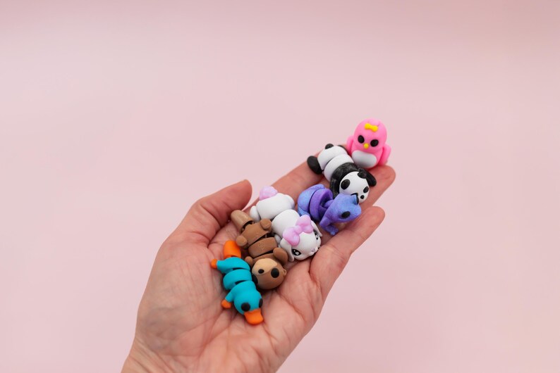 Tiny 3D printed articulated animal fidget toys for easter eggs