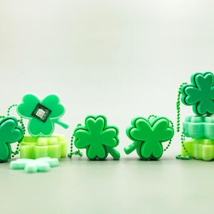 Super Clicky Shamrock Fidget Clickers, Cute 3D Printed 4-Leaf Clover Fidgets with Keyboard Switches, Unique St. Patrick's Day Party Favors
