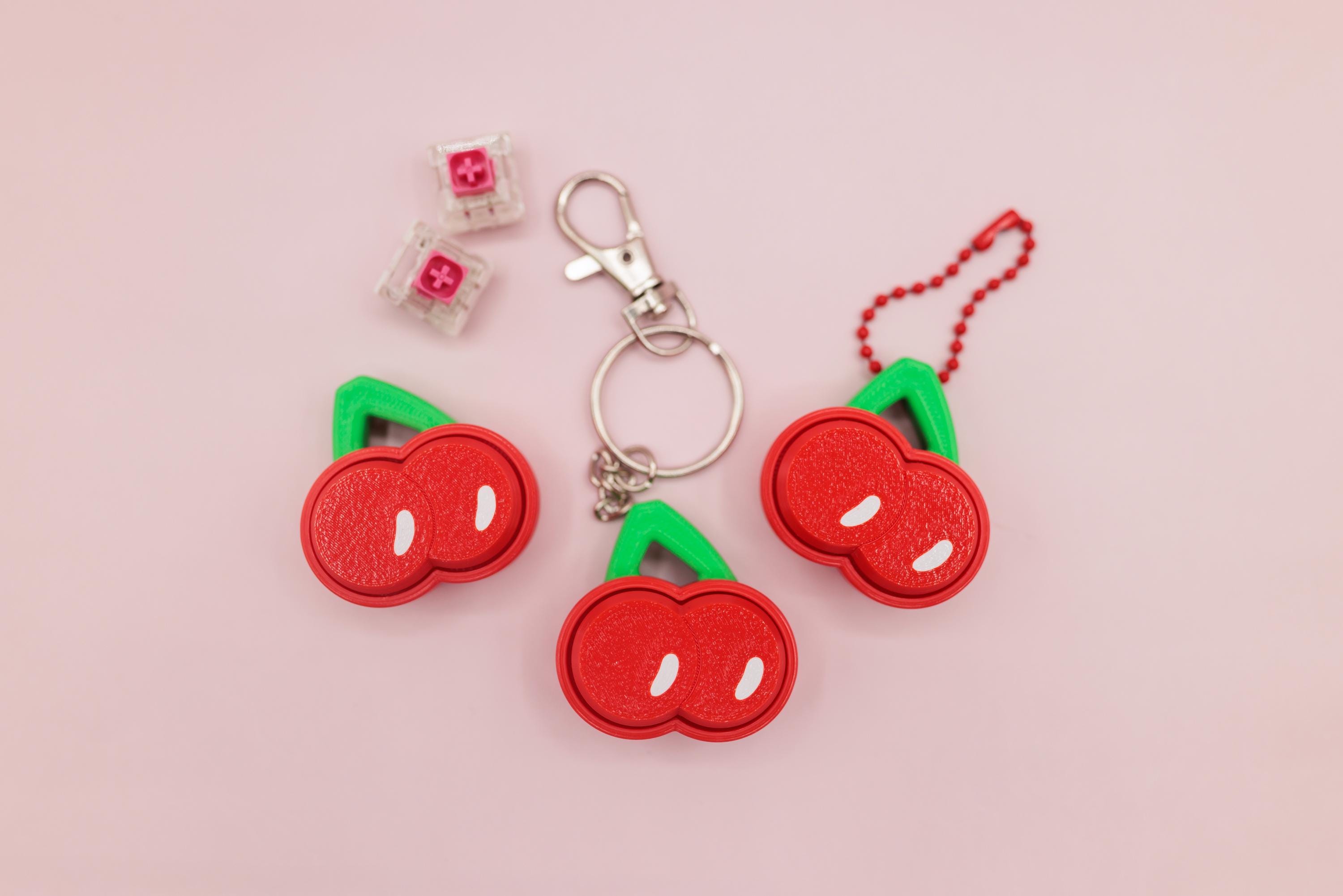 Cherry Shaped Fidget Clicker Keychain, Cute Clicky 3D Printed
