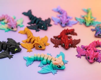 3D Printed Tiny Wyvern Baby Dragon Fidgets, Cute Baby Wyvern Dragons, Unique Dragon Party Favors, Small Wyvern Figurine, Cute Fidget Gifts