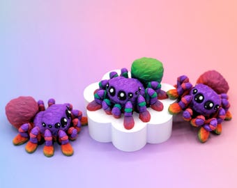 Jumping Spider Fidget | 3D Printed Articulated Rainbow Spider with Magnets | Fun Spider Gift | Colorful Halloween Decor | Spider Figurine